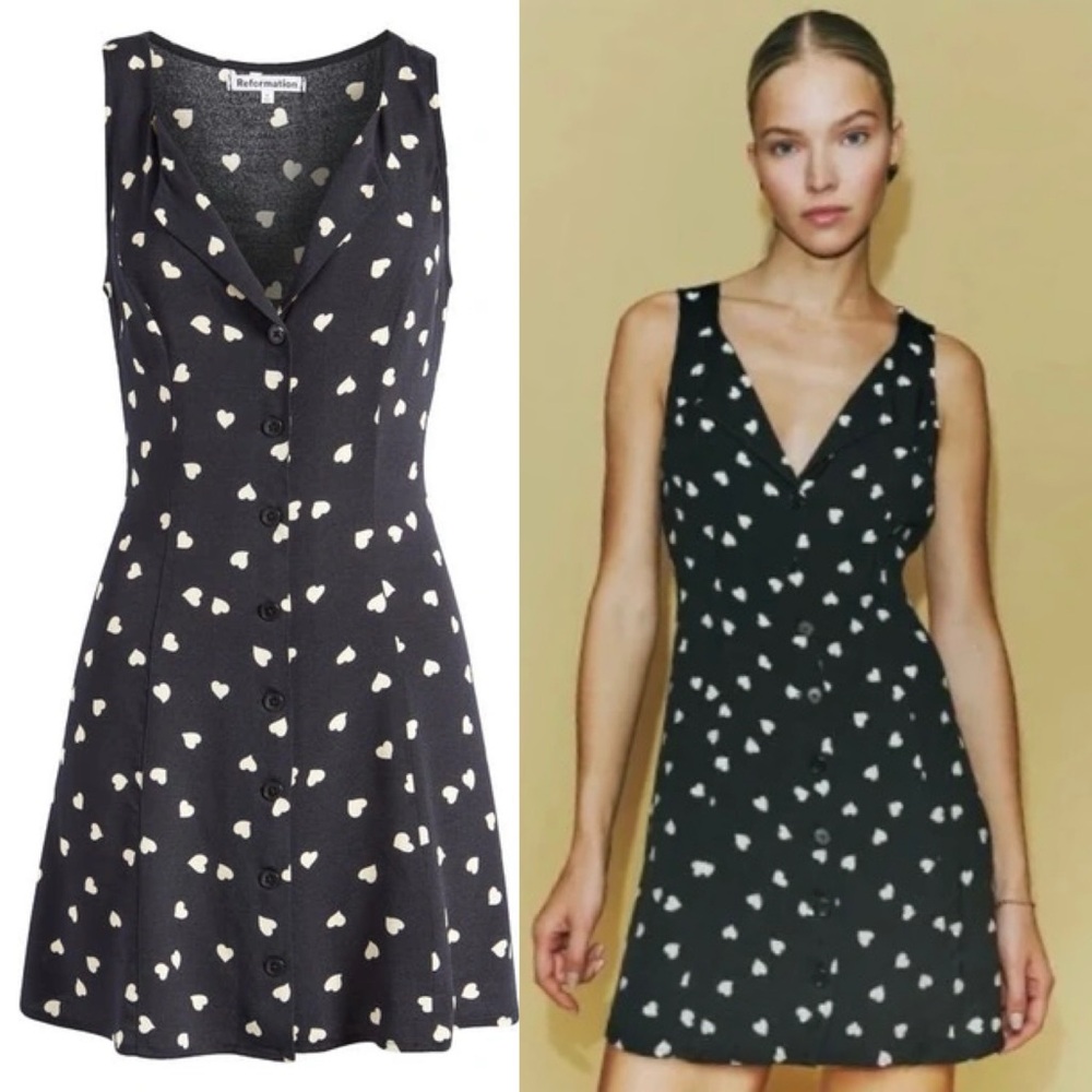 NEW Reformation Rilynn Heart Print Dress